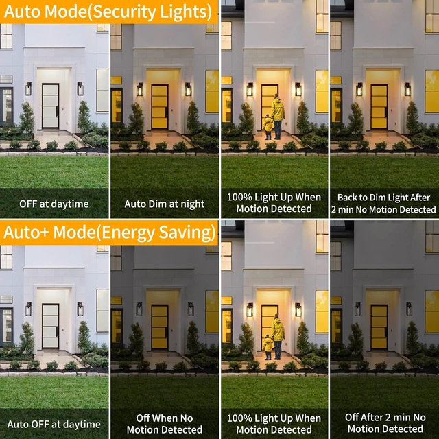 Alt view image 2 of 7 - TOBUSA 2-Pack Motion Sensor Outdoor Wall Lights, Waterproof Dusk to Dawn Exterior Wall Light Fixtures, Modern Brown Outside Porch Lights for House Garage, Motion Sensor Wall Lanterns with Clear Glass