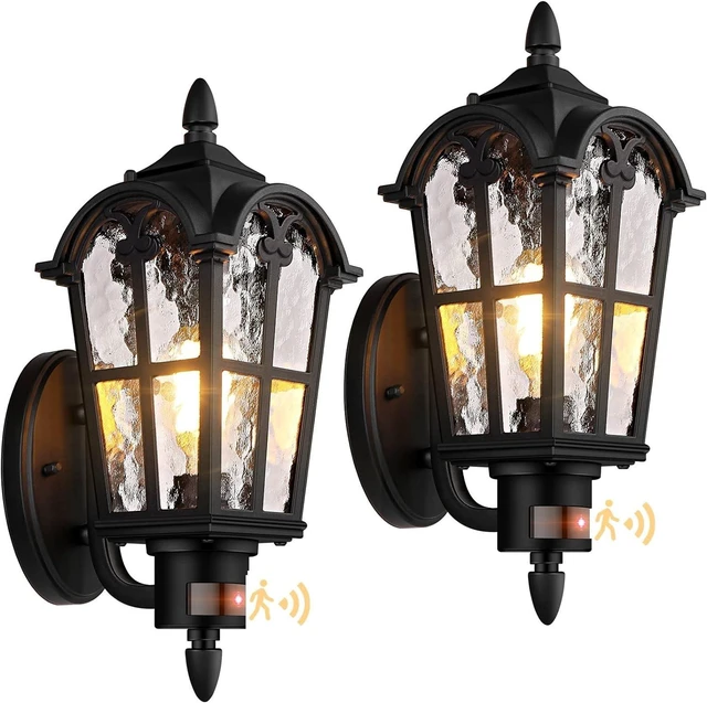 Main image of BesLowe 2-Pack 16 Large Motion Sensor Outdoor Wall Lights, Black