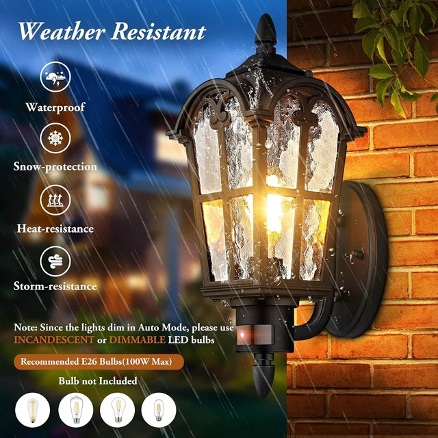 Alt view image 4 of 7 - BesLowe 2-Pack 16 Large Motion Sensor Outdoor Wall Lights, Black