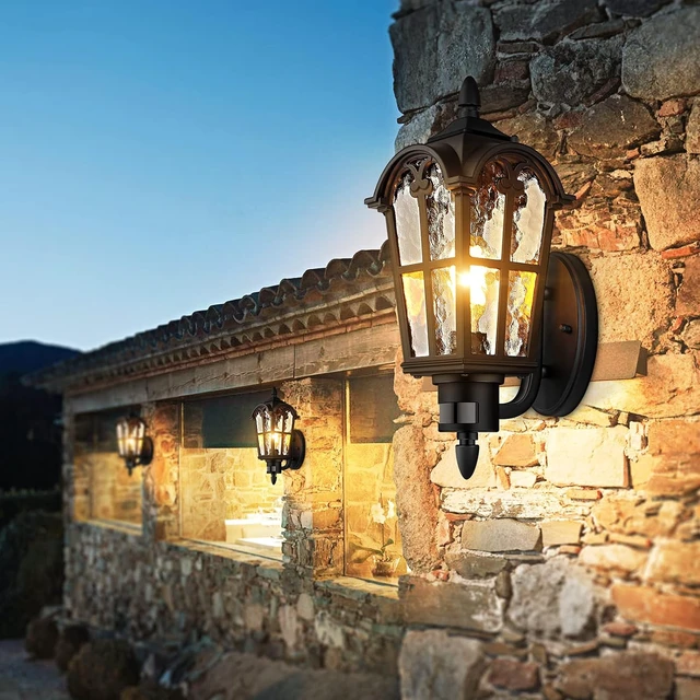 Alt view image 7 of 7 - BesLowe 2-Pack 16 Large Motion Sensor Outdoor Wall Lights, Black