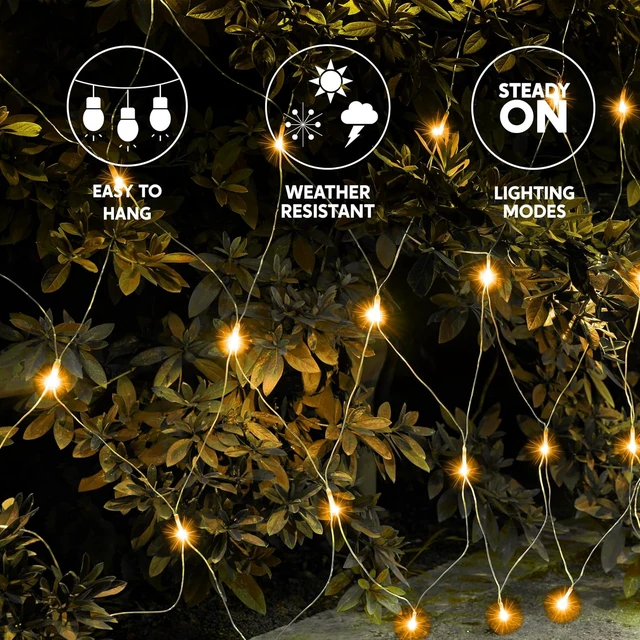 Alt view image 2 of 7 - JOYIN 360 LED Christmas Net Lights, 16.4X 6.5FT Christmas Mesh Lights with 8 Modes, Connectable, Waterproof for Bushes Trees Yard Indoor Outdoor Xmas Decorations (Warm White)
