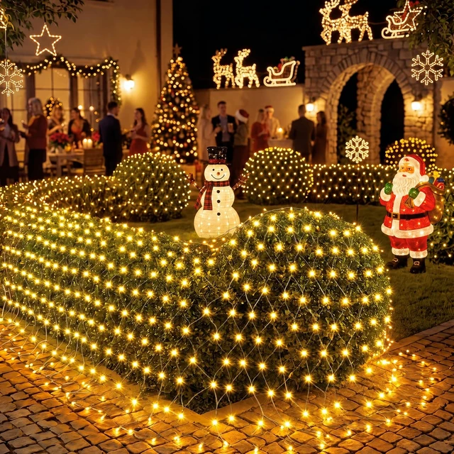 Alt view image 6 of 7 - JOYIN 360 LED Christmas Net Lights, 16.4X 6.5FT Christmas Mesh Lights with 8 Modes, Connectable, Waterproof for Bushes Trees Yard Indoor Outdoor Xmas Decorations (Warm White)