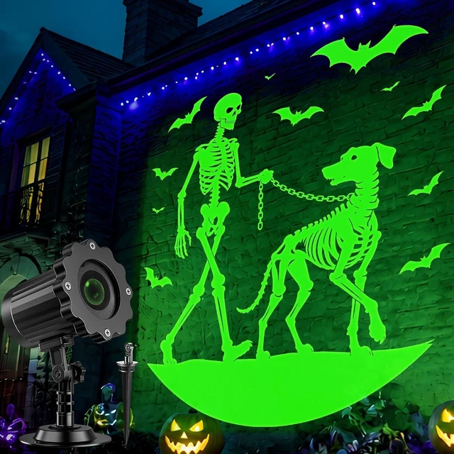 Main image of Halloween Projector Lights, Skeleton Walking Dog 3D Dynamic Projector