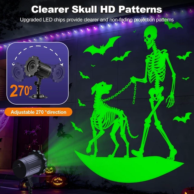 Alt view image 2 of 6 - Halloween Projector Lights, Skeleton Walking Dog 3D Dynamic Projector