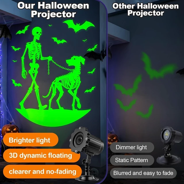 Alt view image 4 of 6 - Halloween Projector Lights, Skeleton Walking Dog 3D Dynamic Projector