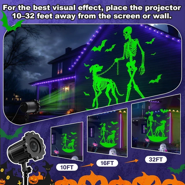 Alt view image 5 of 6 - Halloween Projector Lights, Skeleton Walking Dog 3D Dynamic Projector