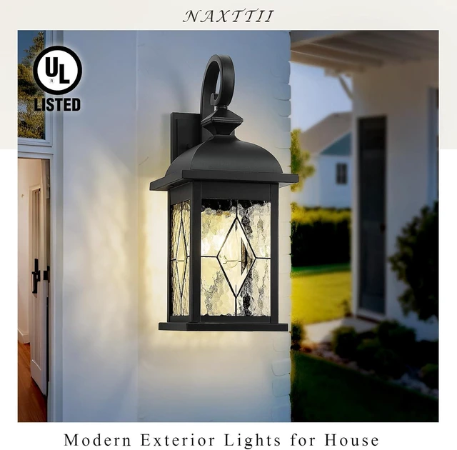 Alt view image 2 of 6 - Porch Lights Outdoor 21 Inch Large Outdoor Wall Lights with Clear Water Ripple Glass Aluminum Waterproof and E26 Socket