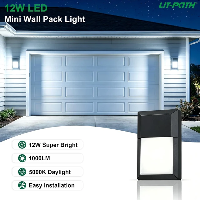 Alt view image 2 of 7 - LIT-PaTH Outdoor Wall Light Fixture, Aluminum, LED 5000K, Black, 1 Pack