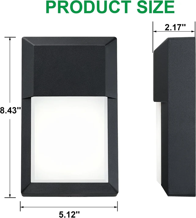 Alt view image 4 of 7 - LIT-PaTH Outdoor Wall Light Fixture, Aluminum, LED 5000K, Black, 1 Pack