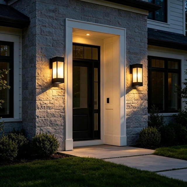 Alt view image 7 of 7 - Cerdeco 10.75" Black Modern Outdoor Wall Sconce with 3 Side Frosted Glass