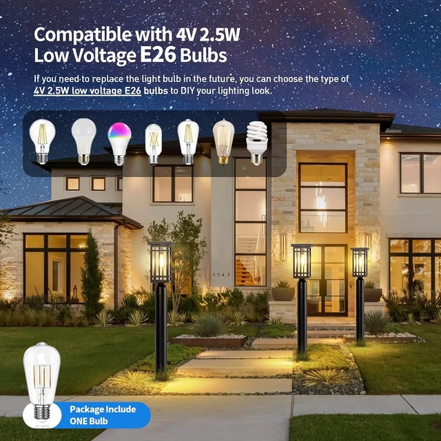 Alt view image 4 of 7 - 14'' Outdoor Solar Post Light, Dusk to Dawn Solar Lamp Post, Black, 1 Pack