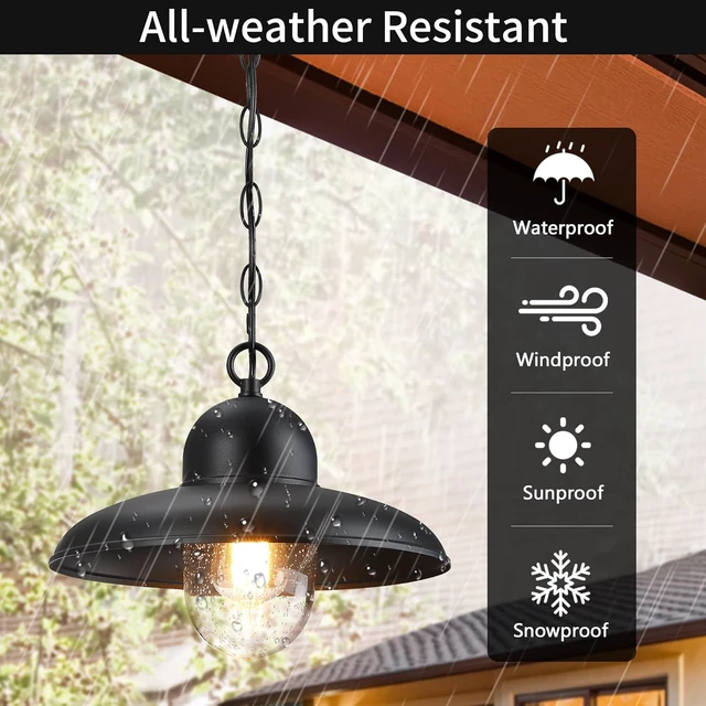 Alt view image 5 of 7 - 12 Inch Outdoor Pendant Light for Porch, Farmhouse Hanging Light