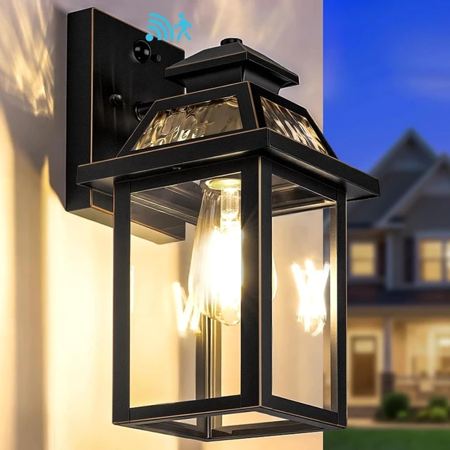 Main image of BesLowe Outdoor Wall Light, Exterior Lighting Fixtures Black with Gold Trim