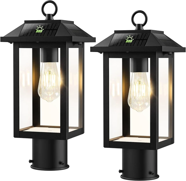 Main image of Solar Post Lights 2 Packs,Dusk to Dawn Waterproof Outdoor Post Lamp Lantern