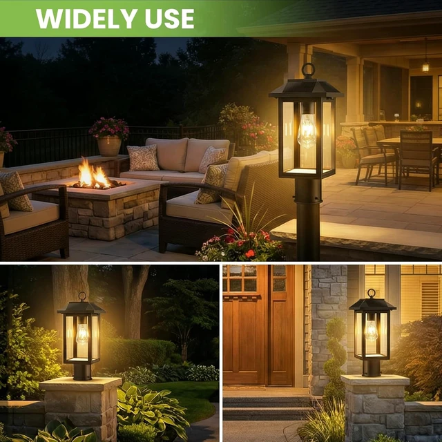 Alt view image 6 of 7 - Solar Post Lights 2 Packs,Dusk to Dawn Waterproof Outdoor Post Lamp Lantern