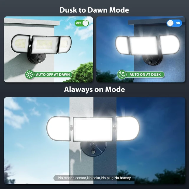 Alt view image 3 of 7 - iMaihom 180W Dusk to Dawn Outdoor Lighting, 18000LM LED Flood Light with Remote Control, IP65 Waterproof Outdoor Security Light with Photocell, 3 Adjustable Heads, 6500K Floodlight for Yard Garage