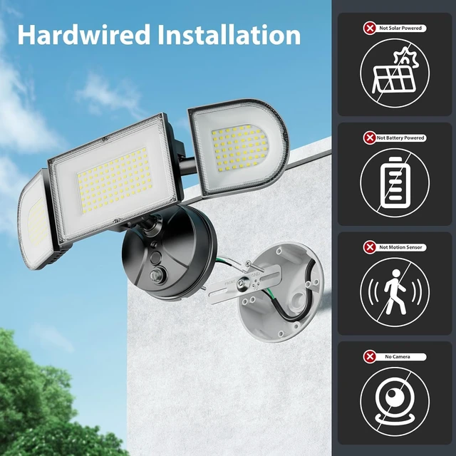 Alt view image 2 of 7 - iMaihom 180W Dusk to Dawn Outdoor Lighting, 18000LM LED Flood Light with Remote Control, IP65 Waterproof Outdoor Security Light with Photocell, 3 Adjustable Heads, 6500K Floodlight for Yard Garage