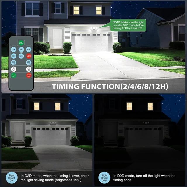 Alt view image 4 of 7 - iMaihom 180W Dusk to Dawn Outdoor Lighting, 18000LM LED Flood Light with Remote Control, IP65 Waterproof Outdoor Security Light with Photocell, 3 Adjustable Heads, 6500K Floodlight for Yard Garage