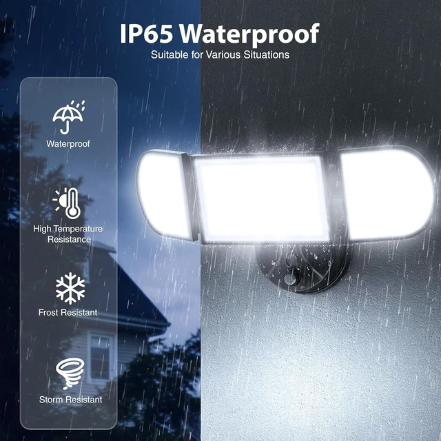Alt view image 7 of 7 - iMaihom 180W Dusk to Dawn Outdoor Lighting, 18000LM LED Flood Light with Remote Control, IP65 Waterproof Outdoor Security Light with Photocell, 3 Adjustable Heads, 6500K Floodlight for Yard Garage