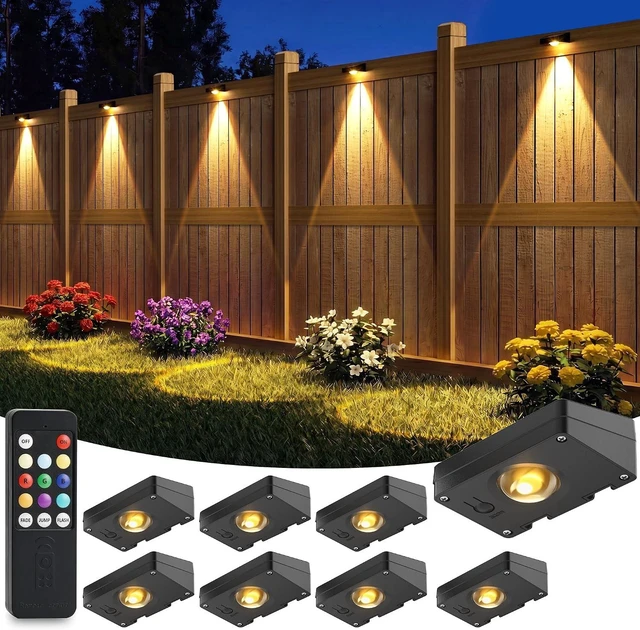 Main image of VOLISUN Solar Fence Lights with Remote Control, 8 Pack Vinyl Solar Lights
