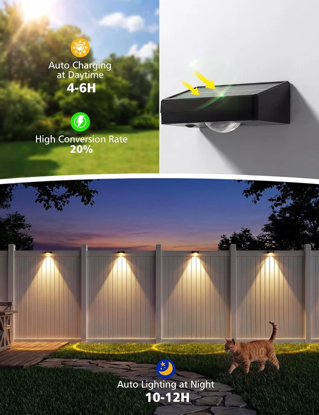 Alt view image 3 of 7 - VOLISUN Solar Fence Lights with Remote Control, 8 Pack Vinyl Solar Lights