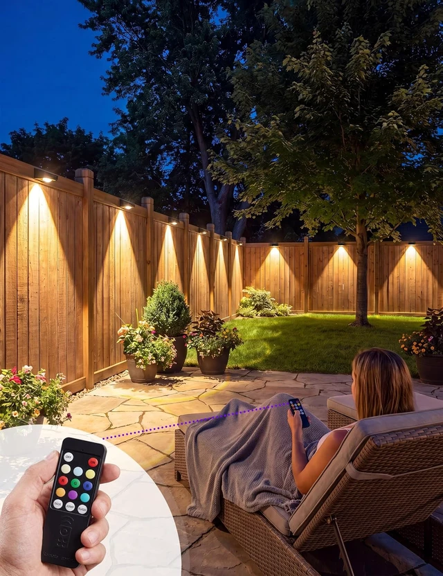 Alt view image 6 of 7 - VOLISUN Solar Fence Lights with Remote Control, 8 Pack Vinyl Solar Lights