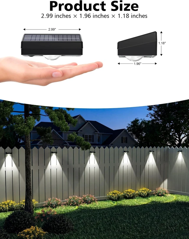 Alt view image 7 of 7 - VOLISUN Solar Fence Lights with Remote Control, 8 Pack Vinyl Solar Lights