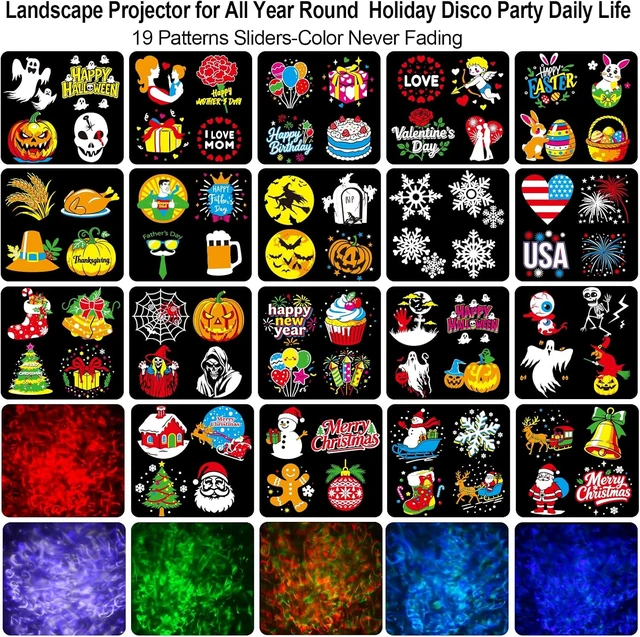 Alt view image 2 of 7 - Brighter Halloween Projector Lights, 2026 Upgraded Halloween Decorations Holiday Projector Display 4 Patterns at A Time (Ocean Wave & Patterns), 4 Holiday Themes Christmas Day Decor Light