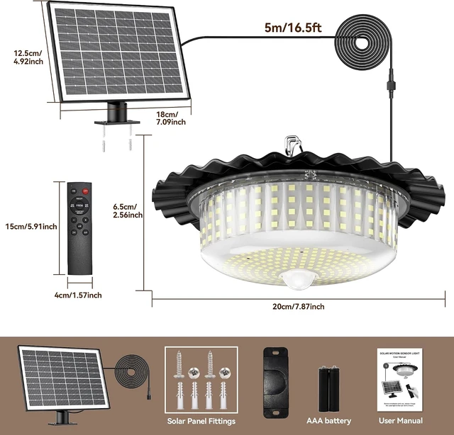 Alt view image 7 of 7 - Solar Lights Outdoor Waterproof,396 LED Solar Shed Light Indoor Outdoor