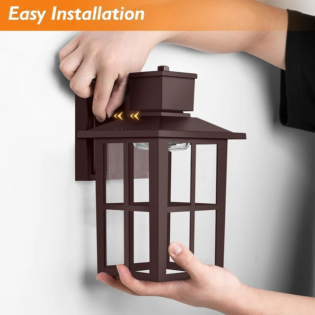 Alt view image 6 of 7 - Brightever Outdoor Wall Light Fixture, LED Exterior Wall Lantern Waterproof, 10W 800LM High Brightness, 3000K/4000K/6500K Selectable Brown Patio Wall Lights for House 1 Pack