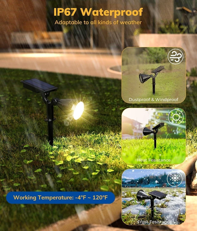Alt view image 3 of 7 - NBKLS Solar Spot Lights for Outside, 21 LED Outdoor Solar Lights for Yard, 4 Pack Solar Spotlights Waterproof Auto On/Off for Landscape, Wall, Garden, Pool, Tree, Pathway and Driveway(Warm White)