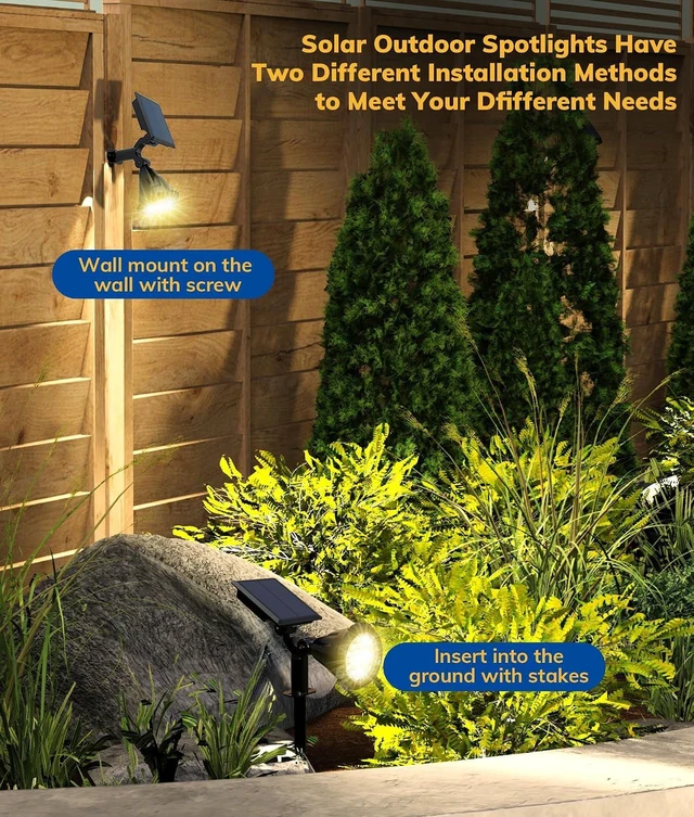 Alt view image 4 of 7 - NBKLS Solar Spot Lights for Outside, 21 LED Outdoor Solar Lights for Yard, 4 Pack Solar Spotlights Waterproof Auto On/Off for Landscape, Wall, Garden, Pool, Tree, Pathway and Driveway(Warm White)