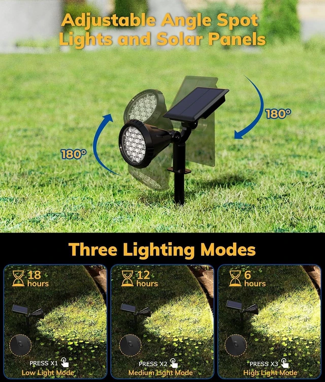 Alt view image 6 of 7 - NBKLS Solar Spot Lights for Outside, 21 LED Outdoor Solar Lights for Yard, 4 Pack Solar Spotlights Waterproof Auto On/Off for Landscape, Wall, Garden, Pool, Tree, Pathway and Driveway(Warm White)