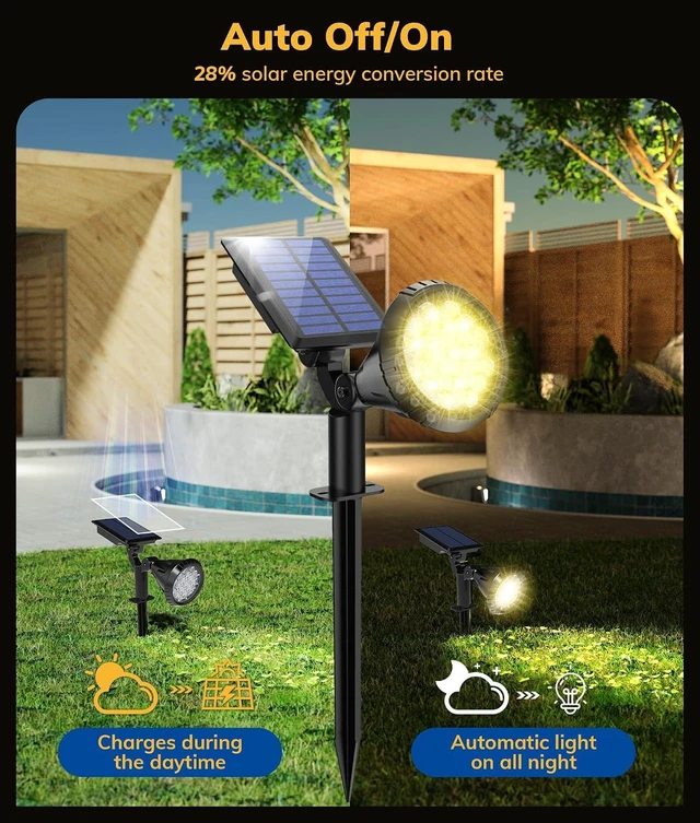 Alt view image 2 of 7 - NBKLS Solar Spot Lights for Outside, 21 LED Outdoor Solar Lights for Yard, 4 Pack Solar Spotlights Waterproof Auto On/Off for Landscape, Wall, Garden, Pool, Tree, Pathway and Driveway(Warm White)