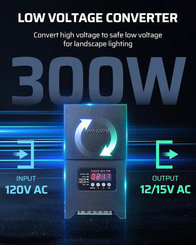 Alt view image 3 of 7 - DEWENWILS 300W Low Voltage Transformer with Photocell Sensor & Timer, Metal