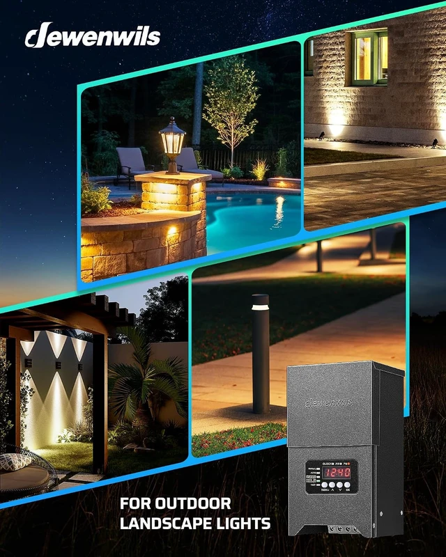 Alt view image 7 of 7 - DEWENWILS 300W Low Voltage Transformer with Photocell Sensor & Timer, Metal