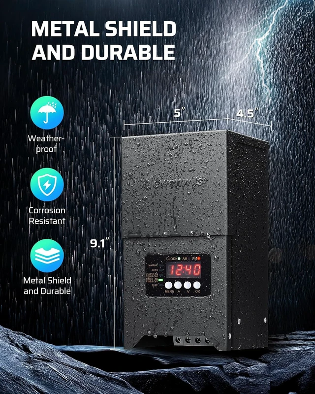 Alt view image 5 of 7 - DEWENWILS 300W Low Voltage Transformer with Photocell Sensor & Timer, Metal