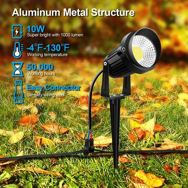 Alt view image 2 of 7 - ZUCKEO Low Voltage Landscape Lights LED Landscape Lighting with Connectors, 10W 12V 24V Outdoor Spotlights Waterproof Garden Flood Pathway Yard Lights 1000LM Daywhite Light(10Pack with Connector)