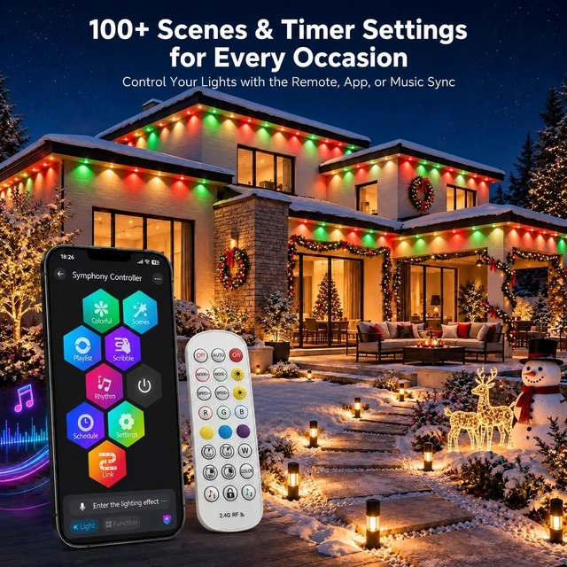 Alt view image 4 of 7 - Permanent Outdoor Lights,400FT Smart RGBIC Eave Lights for House Decor