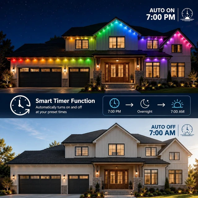 Alt view image 6 of 7 - Permanent Outdoor Lights,400FT Smart RGBIC Eave Lights for House Decor