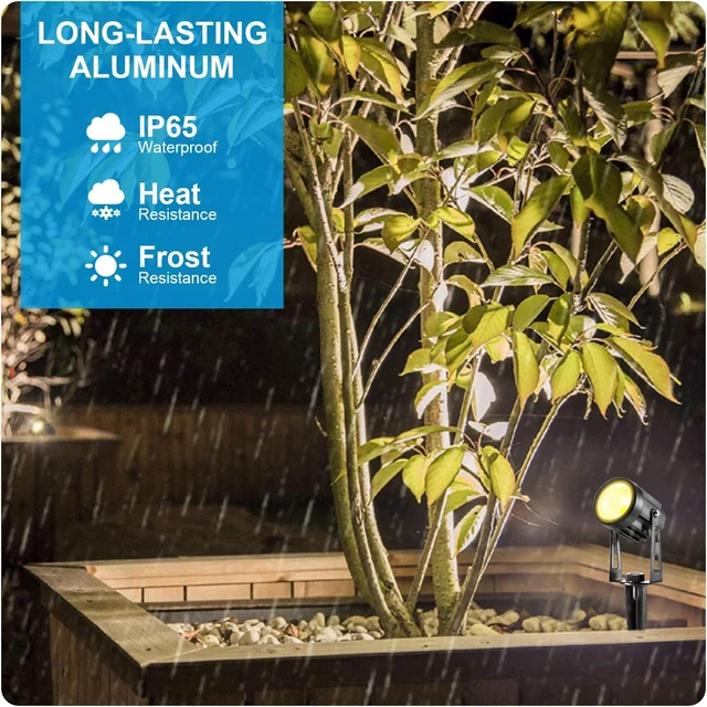 Alt view image 7 of 7 - ALOVECO Landscape Lighting 1800LM 12V Low Voltage Landscape Lights Kit with Transformer and 69FT Cable IP65 Waterproof LED Uplighting Outdoor Spotlights for Yard House Tree Garden 6 Pack Warm White