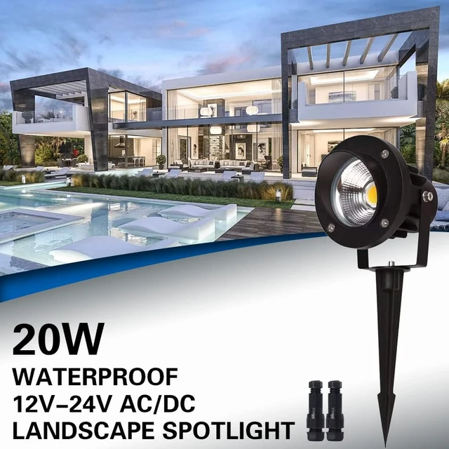 Alt view image 2 of 7 - 20W Led Spotlights Outdoor Landscape Lights,Low Voltage Led Landscape Lighting, 12V ~24V AC/DC Waterproof Landscape Spotlights with Stake for Tree Flag Lights 3000K Ultra Warm White (4Pack)