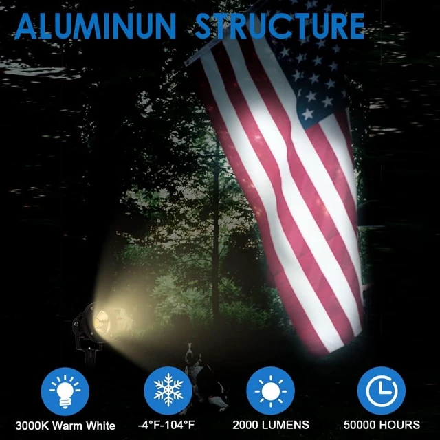 Alt view image 3 of 7 - 20W Led Spotlights Outdoor Landscape Lights,Low Voltage Led Landscape Lighting, 12V ~24V AC/DC Waterproof Landscape Spotlights with Stake for Tree Flag Lights 3000K Ultra Warm White (4Pack)