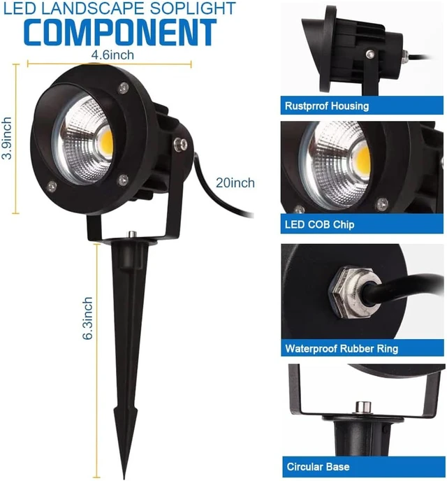 Alt view image 7 of 7 - 20W Led Spotlights Outdoor Landscape Lights,Low Voltage Led Landscape Lighting, 12V ~24V AC/DC Waterproof Landscape Spotlights with Stake for Tree Flag Lights 3000K Ultra Warm White (4Pack)