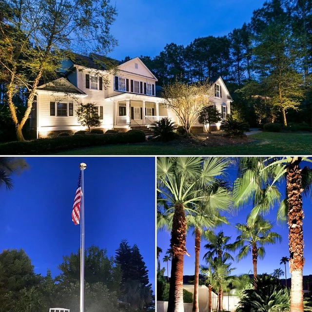 Alt view image 5 of 7 - SUNVIE LED 40W Spot Lights Outdoor 5000K Daylight White Plug in Flag Pole Light 120V Ultra Bright Landscape Spotlights for Yard House Tree Lawn Signage Outdoor Spotlight with Stake & 5.5FT Cord