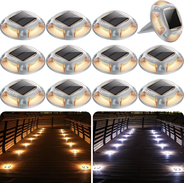 Main image of AGPTEK 2 Colors in 1 Solar Driveway Lights 12 Pack with Ground Spike Design