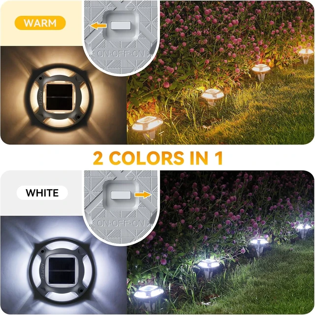 Alt view image 3 of 7 - AGPTEK 2 Colors in 1 Solar Driveway Lights 12 Pack with Ground Spike Design
