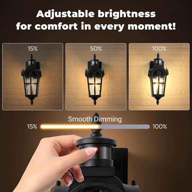Alt view image 5 of 7 - Outdoor Patio Lights with GFCI Outlet 2-Pack, Upgraded Motion Sensor