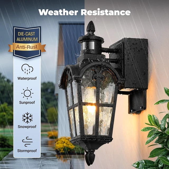 Alt view image 7 of 7 - Outdoor Patio Lights with GFCI Outlet 2-Pack, Upgraded Motion Sensor