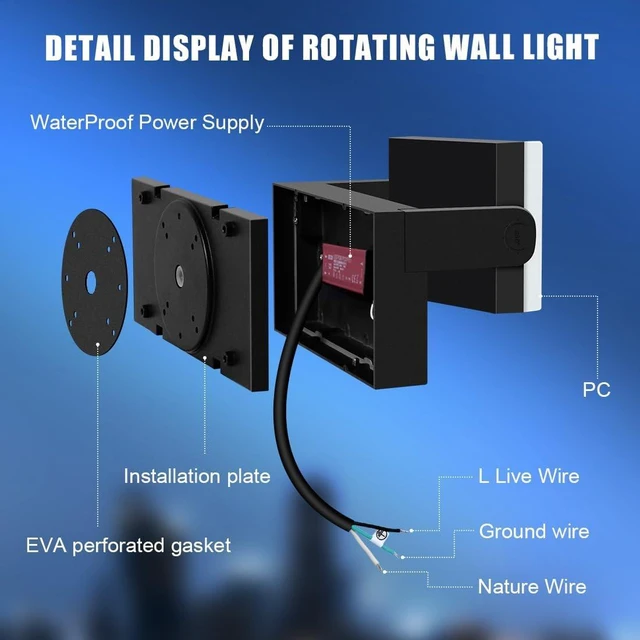Alt view image 5 of 7 - Juyace 60W LED Outdoor Wall Light Exterior Modern Flood Lights No photocell